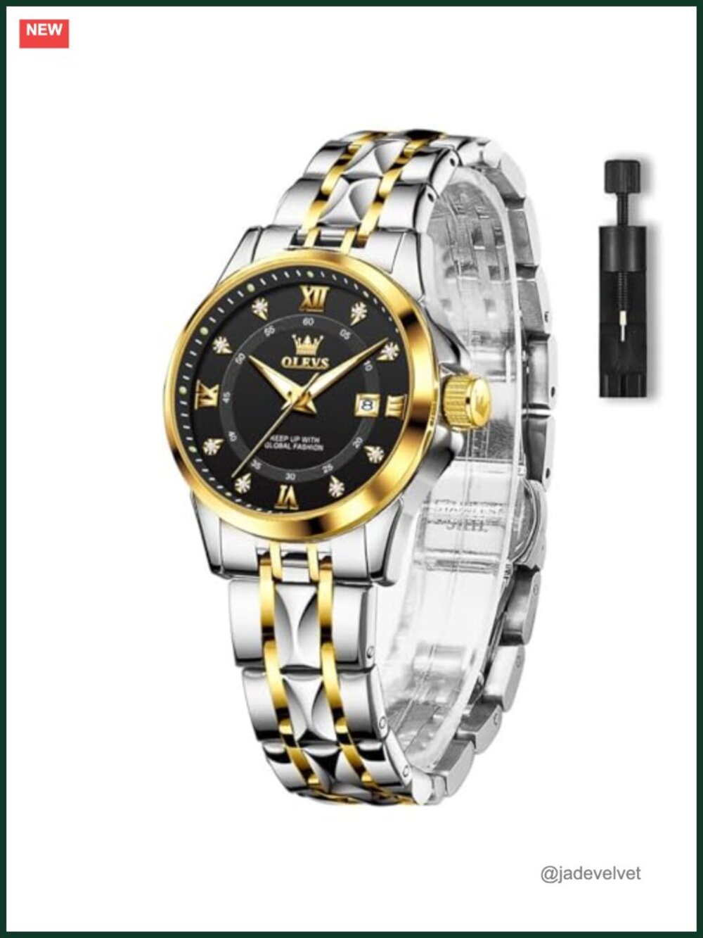 Elegant Stainless Steel Waterproof Quartz Watch with Day Date